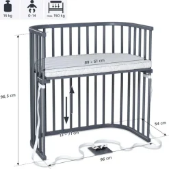 Babybay Cama Co-Sleep Boxspring - lacado cinza pizarra
