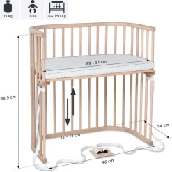 Babybay Cama Co-Sleep Boxspring - natural sem tratamento