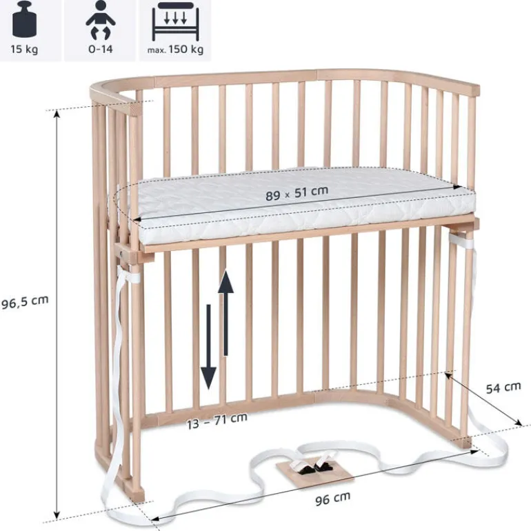 Babybay Cama Co-Sleep Boxspring - natural sem tratamento