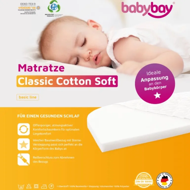 Babybay Colchão Cama Co-Sleep Maxi e Boxspring - Classic Cotton Soft