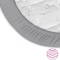 Babybay 2 Lençóis Ajustáveis Jersey Deluxe para Maxi, Midi, Boxspring, Comfort e Comfort Plus - cinza