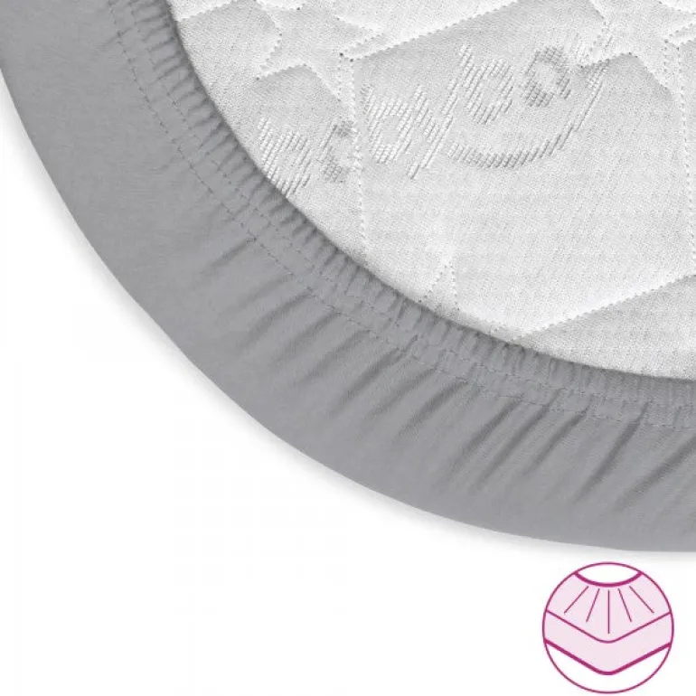 Babybay 2 Lençóis Ajustáveis Jersey Deluxe para Maxi, Midi, Boxspring, Comfort e Comfort Plus - cinza