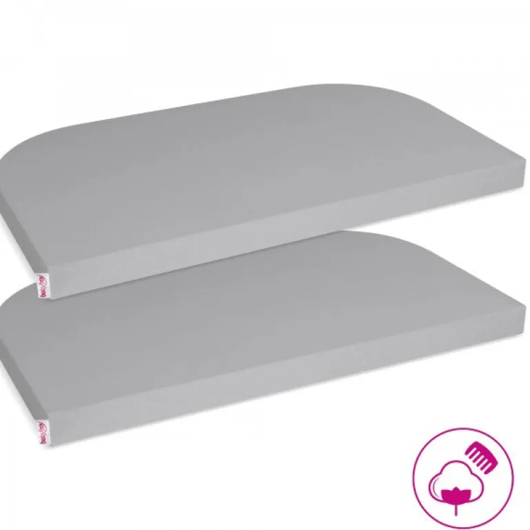 Babybay 2 Lençóis Ajustáveis Jersey Deluxe para Maxi, Midi, Boxspring, Comfort e Comfort Plus - cinza