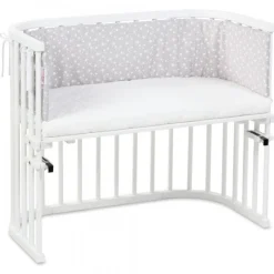 Babybay Protetor de Grades Piqué para Maxi, Boxspring, Comfort e Comfort Plus - cinza c/ estrelas brancas