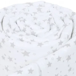 Babybay Protetor de Grades Piqué para Maxi, Boxspring, Comfort e Comfort Plus - branco c/ estrelas cinza claro