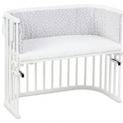 Babybay Protetor de Grades Piqué para Maxi, Boxspring, Comfort e Comfort Plus - cinza c/ pontos brancos