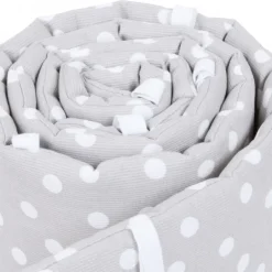 Babybay Protetor de Grades Piqué para Maxi, Boxspring, Comfort e Comfort Plus - cinza c/ pontos brancos