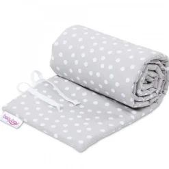 Babybay Protetor de Grades Piqué para Maxi, Boxspring, Comfort e Comfort Plus - cinza c/ pontos brancos