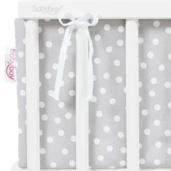 Babybay Protetor de Grades Piqué para Maxi, Boxspring, Comfort e Comfort Plus - cinza c/ pontos brancos