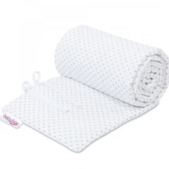 Babybay Protetor de Grades Piqué para modelo Original - branco c/ pontos cinza claro