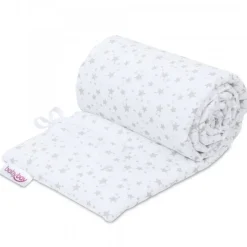 Babybay Protetor de Grades Piqué para modelo Original - branco e estrelas cinza claro