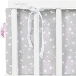 Babybay Protetor de Grades Piqué para modelo Original - cinza e estrelas brancas