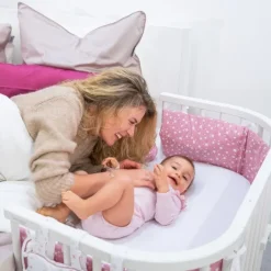Babybay Protetor de Grades Piqué para modelo Original - cinza e pontos brancos