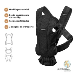 BabyBjorn Mochila Porta Bebé Mini Mesh - Negro