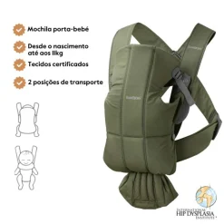 BabyBjorn Mochila Porta Bebé Mini Woven - Verde Oscuro