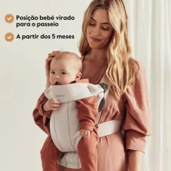 BabyBjorn Mochila Porta Bebé Mini Woven - Rosa Palo