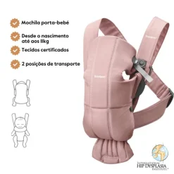 BabyBjorn Mochila Porta Bebé Mini Woven - Rosa Palo