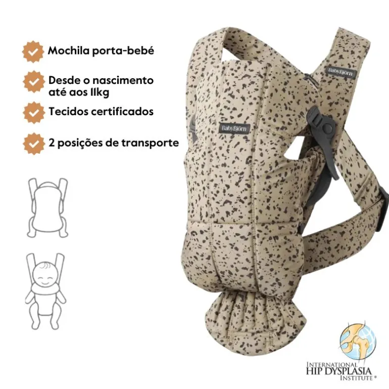 BabyBjorn Mochila Porta Bebé Mini Woven - Beige/Gris Oscuro