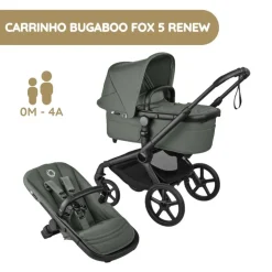 Carrinho de Bebé Bugaboo Fox 5 Renew - Negro/Forest Green