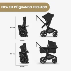 Carrinho de Bebé Bugaboo Fox 5 Renew - Negro/Negro Clássico-Branco Neblina