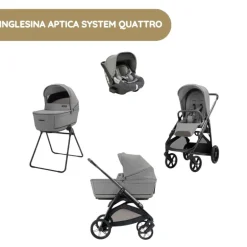 Carrinho de Bebé Inglesina Aptica System Quattro - Crystal Grey