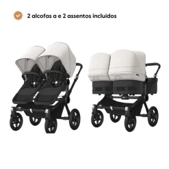 Carrinho de Bebé para Gémeos Bugaboo Donkey 5 Twin - Black/Midnight Black