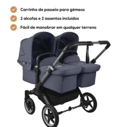 Carrinho de Bebé para Gémeos Bugaboo Donkey 5 Twin - Graphite/Stormy Blue