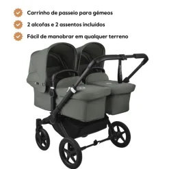 Carrinho de Bebé para Gémeos Bugaboo Donkey 5 Twin - Black/Forest Green