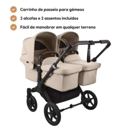 Carrinho de Bebé para Gémeos Bugaboo Donkey 5 Twin - Black/Desert Taupe