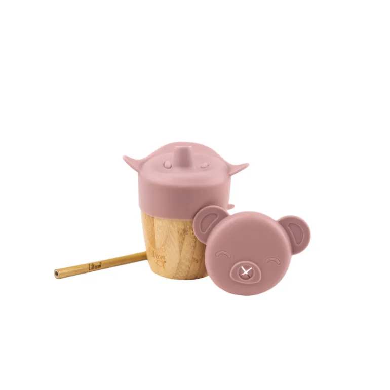 Citron Copo de Bambú c/ Tampa e Palhinha 180 ml - Rosa