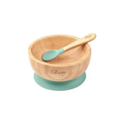 Citron Taça de Bambú c/ Ventosa e Colher - Verde