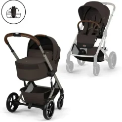 Cybex Balios S Lux Carrinho de Bebé com Alcofa Dobrável - Chocolate Brown