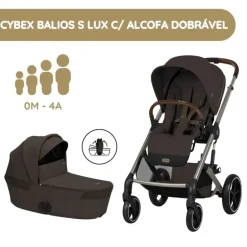 Cybex Balios S Lux Carrinho de Bebé com Alcofa Dobrável - Chocolate Brown