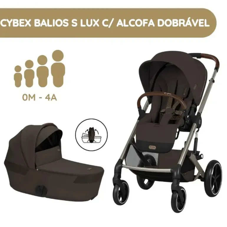 Cybex Balios S Lux Carrinho de Bebé com Alcofa Dobrável - Chocolate Brown