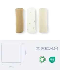 Doomoo Pack 3 Musselinas 70X70 Lovely - Sweety Cream