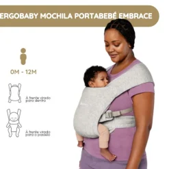 Ergobaby Mochila Portabebé Embrace - Cinza Claro