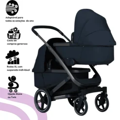 Joolz Geo3 Carrinho de Bebé (Twin) - Para gémeos ou dois bebés dos 0 aos 4 anos - Navy blue