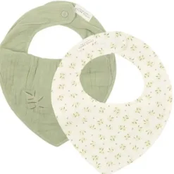 Little Dutch Bandana Babete em Musselina - set de 2 - Blueberry Leaves ; Sage