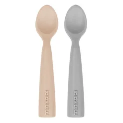 Minikoioi Colheres em Silicone - Bubble Beige/Powder Grey