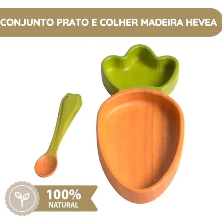 Oli & Carol Prato e Colher em Madeira Cenoura