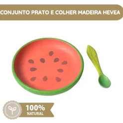 Oli & Carol Prato e Colher em Madeira Melancia