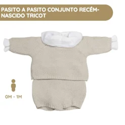 Pasito a Pasito Conjunto Recém-nascido Tricot 0-1M/56 cm - Beige