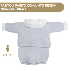 Pasito a Pasito Conjunto Recém-nascido Tricot 0-1M/56 cm - Azul