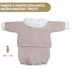 Pasito a Pasito Conjunto Recém-nascido Tricot 0-1M/56 cm - Rosa