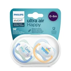 Philips Avent - 2 Chupetas - Ultra Air - Happy - 0-6 M - Menino