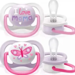 Philips Avent - 2 Chupetas - Ultra Air - Happy - 0-6 M - Menina