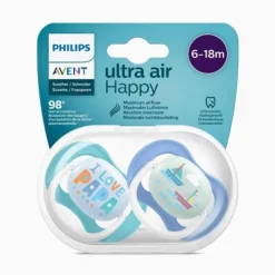 Philips Avent - 2 Chupetas - Ultra Air - Happy - 6-18 M - Menino
