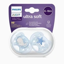 Philips Avent - 2 Chupetas - Ultra Soft - Deco 6-18M - Menino