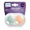 Philips Avent - 2 Chupetas - Ultra Soft 0-6M - Lisas Verde/Ocre