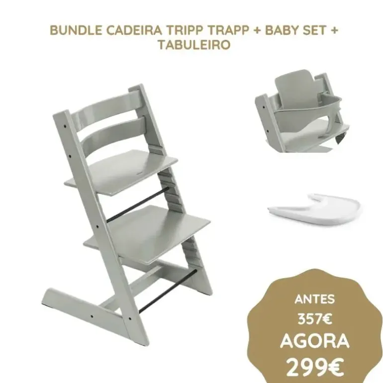 Stokke Bundle Cadeira Tripp Trapp + Baby Set + Tabuleiro - Glacier Green